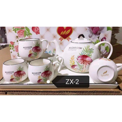 BỘ ẤM CHÉN PHA TRÀ KÈM KHAY SỨ HOA TIẾT HOA ( GIAO NGẪU NHIÊN )