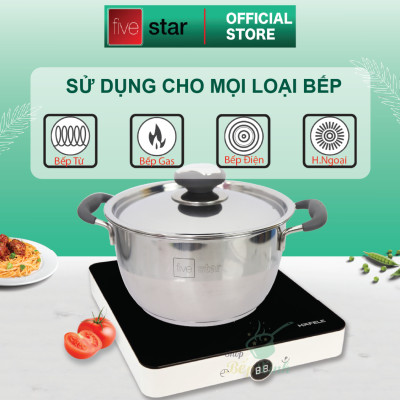 Nồi Inox đáy từ Fivestar Quai Silicon - Tặng 5 muỗng inox