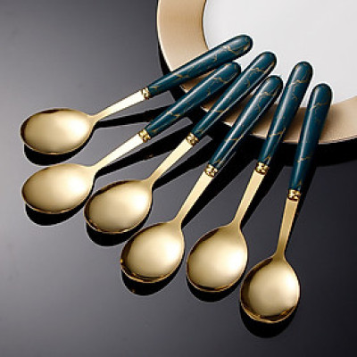 Hộp 5muỗng vân đá inox sang trọng , muỗng ăn decor , thiết kế tinh tế , kiểu dáng Tây Âu phù hợp dùng trong mọi hoàn cảnh trang trí bàn ăn rất đẹp và sang