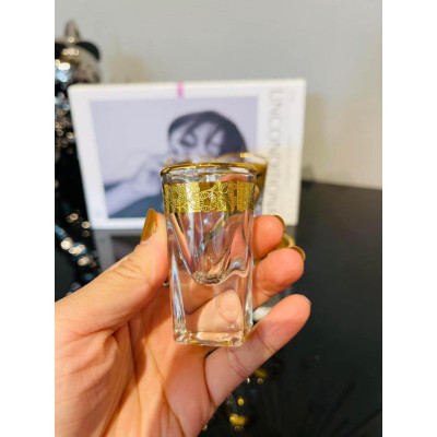 BỘ 6 LY THỦY TINH UỐNG RƯỢU KHẢM VÀNG CAO CẤP