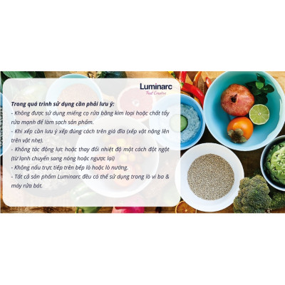 Đĩa Thủy Tinh Luminarc Diwali Trắng 19cm đựng thức ăn, cường lực, chịu nhiệt - Bộ 3 đĩa - N3603