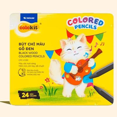 Hộp 24 Bút Chì Gỗ Đen Black Wood Colored Pencils - Colokit CPC-C030