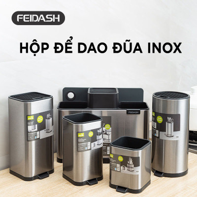 Hộp Đựng Dao Dĩa Đũa Bằng Thép Không Gỉ Cao Cấp Thương Hiệu FEIDASH 