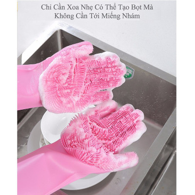 Găng Tay Rửa Chén Silicon Găng Tay Rửa Chén Bát Có Gai Vệ Sinh Nhà Cửa Đa Năng - Giao màu ngẫu nhiên