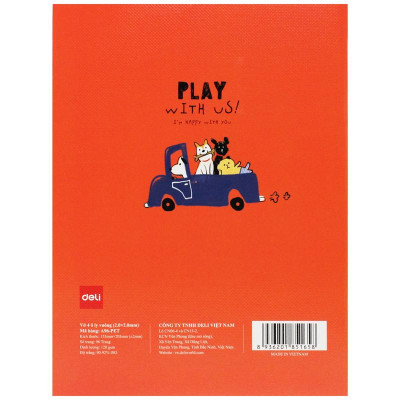 Tập Học Sinh - 4 Ô Ly Vuông - 96 Trang 120gsm - Deli CNA96-PET (Mẫu Bìa Giao Ngẫu Nhiên)