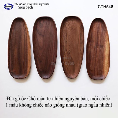 Khay/Đĩa hình bầu dục gỗ Óc Chó nhập khẩu Mỹ nguyên khối - đựng đồ ăn/trang trí - CTH548