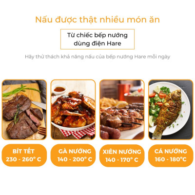 Bếp nướng dùng điện BBQ1506 chống dính - thương hiệu Hare - bảo hành 12 tháng ( tặng kèm ấm siêu tốc Inox)
