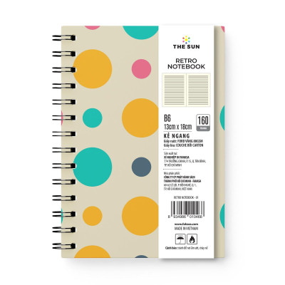 Sổ Lò Xo Bìa Cứng Retro B6 - Kẻ Ngang - 160 Trang 80gsm - The Sun 01