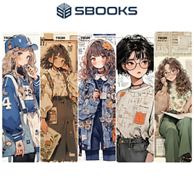 5 Cái Bookmark Kẹp Sách, Dấu Trang Hoạ Tiết Cô Gái Hoạt Hình - SBOOKS