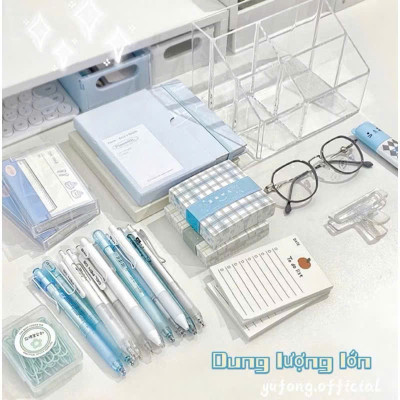 Ống Cắm Bút Trong Suốt 5 Ngăn Đựng Bút Cọ Trang Điểm Decor Bàn Học - Tiện Lợi, Sang Trọng - HÀNG CHÍNH HÃNG MINIIN