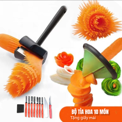 Sét 10 món dụng cụ - dao tỉa hoa quả nghệ thuật cao cấp