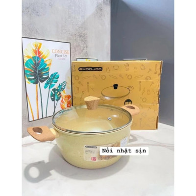 Nồi Chống Dính Vân Đá Size 20-22-24cm Có Tay Cầm Chống Nóng, Nắp Kính Đun Trên Mọi Loại Bếp CHUẨN NHẬT - HÀNG CHÍNH HÃNG MINIIN