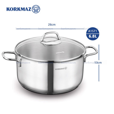 Nồi inox 18/10 Korkmaz Perla 6.8 lít - 26x13 cm