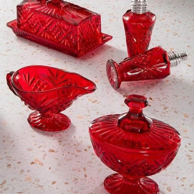 Set Pha Lê 5 Món Godinger Dublin Đỏ Mùa Lễ Hội Hàng chính hãng