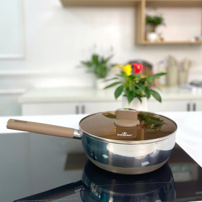 Chảo chống dính Inox 316 liền khối 7 lớp Kalpen Nano Titanium Shield 26cm - Hàng chính hãng