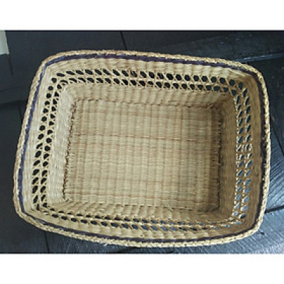 Rổ đựng đồ đa năng bằng cói đan thủ công hình chữ nhật