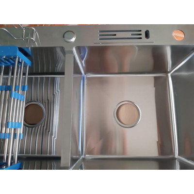 CHẬU RỬA CHÉN INOX 304 QK 81cm*48cm*23cm,CÓ VẮT DAO,ÚP THỚT,CHUẨN INOX 304