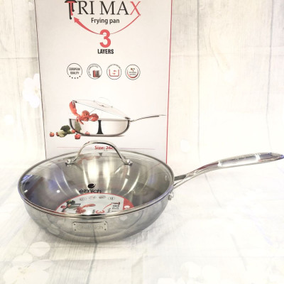 Chảo Xào Sâu Lòng 3 Lớp inox 304 Liền Đáy ELMICH TRI-MAX (EL-3796/26cm, EL-3845/24cm - Dùng Được Trên Mọi Loại Bếp) - Hàng Chính Hãng