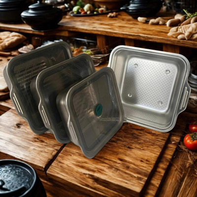 Set 3 Hộp Hút Chân Không Kèm Rổ Vuông Keller hàng chính hãng