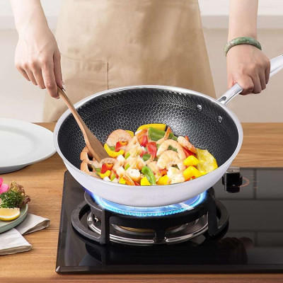 Chảo Chống Dính Sâu Lòng Vân Đá Tổ Ong Hàn Quốc Dùng Được Cho Mọi Loại Bếp Chất Liệu Inox 3 Lớp Cao Cấp Tiện Dụng Chảo Vân Tổ Ong Sâu Lòng Size 32cm Siêu Chống Dính