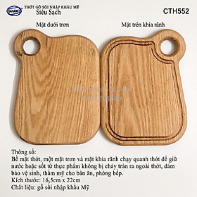 Thớt xinh gỗ Sồi Mỹ (OAK) có rãnh bao quanh (CTH552) hàng Xuất Khẩu Châu Âu - khay bánh mì/trái cây/ bít tết/ pizza/ phụ kiện chụp ảnh, bày món ăn trong nhà hàng - Sang trọng trên bàn ăn - HAHANCO
