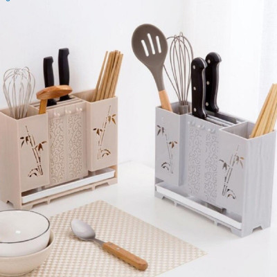 Kệ Cắm Dao ,Kéo, Đũa Muỗng Có Khay Hứng Nước Có Thể Dán Tường Hoặc Để Bàn - Hàng Chính Hãng