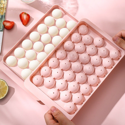 Khay làm đá, thạch bi nhựa tròn 33 viên độc đáo , có nắp đậy tiện lợi