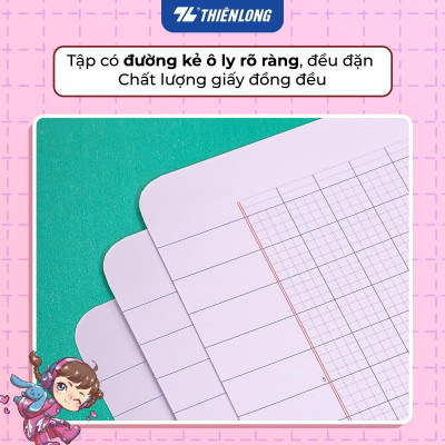 Tập học sinh chống lem 48 trang 4 ô ly vuông 2.5mm 120gsm Thiên Long NB-119/AK - Phiên bản Akooland - Mẫu ngẫu nhiên