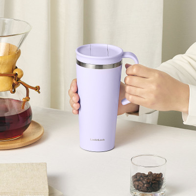 Ly giữ nhiệt LocknLock 600ml LHC4330 Daily Handle Tumbler, Hàng chính hãng, nắp trượt tích hợp tay cầm - JoyMall
