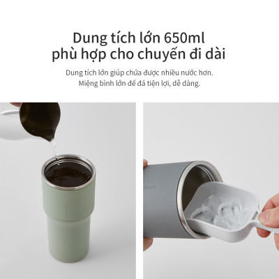 Bình giữ nhiệt LocknLock Metro Drive màu xanh mint LHC4277SMIT 650ml - Hàng chính hãng, kèm ống hút cọ rửa, thiết kế nắp xoay - JoyMall