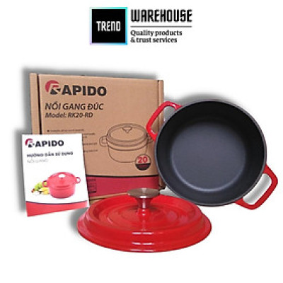 Nồi gang Rapido đúc nguyên khối, chống dính 2 lớp, dùng được cho bếp từ và bếp hồng ngoại