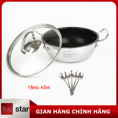 Nồi inox chống dính cao cấp Fivestar nắp kính inox 430 , tặng 5 muỗng ăn 18cm | 20cm | 22cm | 24cm | 26cm | 28cm