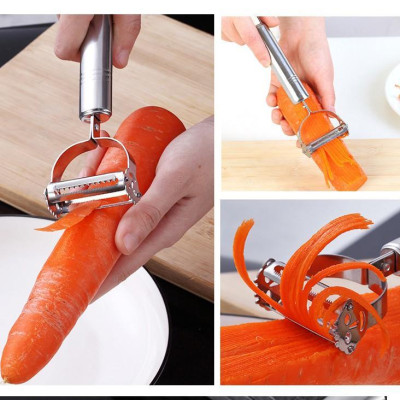 Nạo Rau Củ Quả, Gọt Trái Cây, Dụng Cụ Bào Sợi Thép Không Gỉ Inox 304 Cao Cấp Đa Năng 3 In 1 Tiện Lợi - Loại Tốt