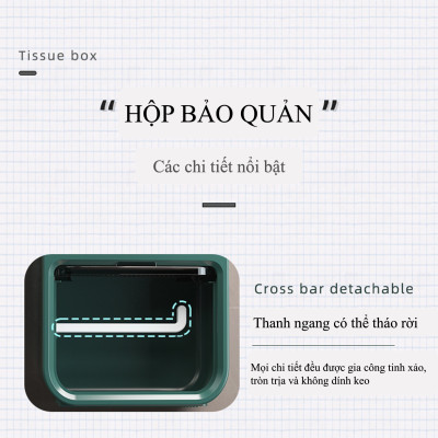 Hộp đựng khăn giấy có ngăn đựng đồ đặt ở phòng tắm, phòng bếp - Màu xanh - Có ngăn đựng đồ rộng, trong suốt, chống ướt