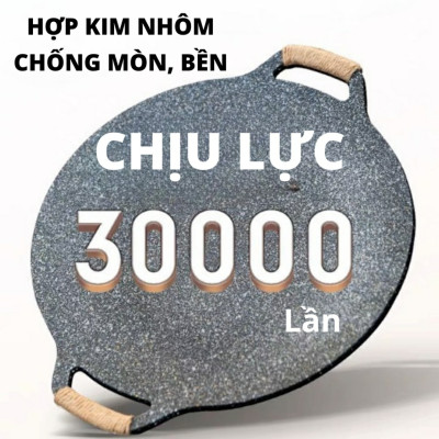 Chảo Đá Nướng Thịt Kiểu Hàn Quốc, Vỉ Nướng BBQ Chống Dính Không Cần Dầu Size 34cm Hàng Chính Hãng MINIIN