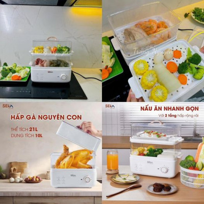 Nồi Hấp Điện 2 Tầng Đa Năng SEKA, Hấp Gà Nguyên Con Thể Tích 21 Lít, Tỏa Nhiệt Đều Giữ Nguyên Vị Dinh Dưỡng