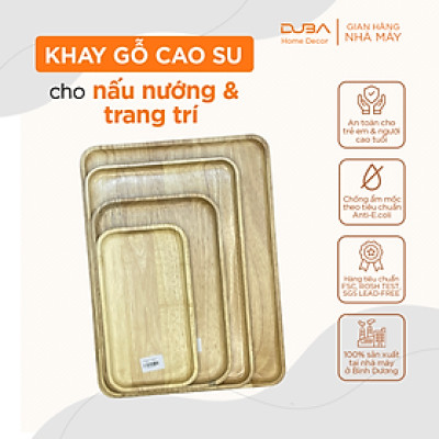 Khay trà gỗ, khay gỗ decor, thớt gỗ chữ nhật chuẩn an toàn xuất khẩu Châu Âu - Chính hãng DUBA