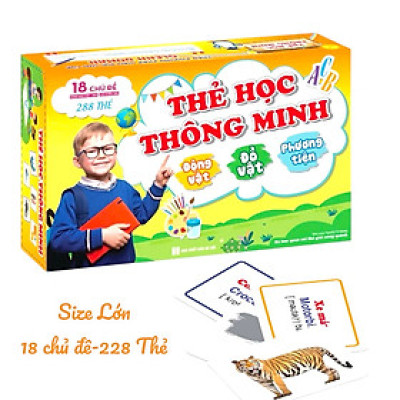 ￼Flash card A5 Khổ B- Thẻ học Thông Minh 18 chủ đề cho bé (Song ngữ Việt Anh)