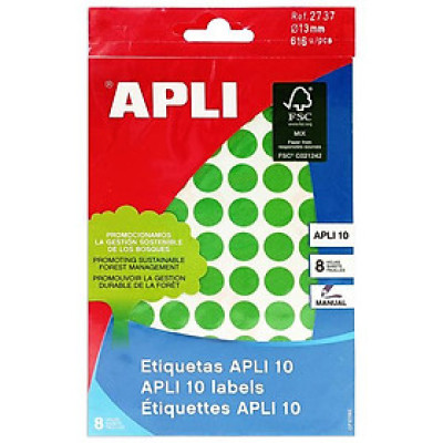 Nhãn Dán Xanh Lá 10 Miếng 13 APLI - 2737