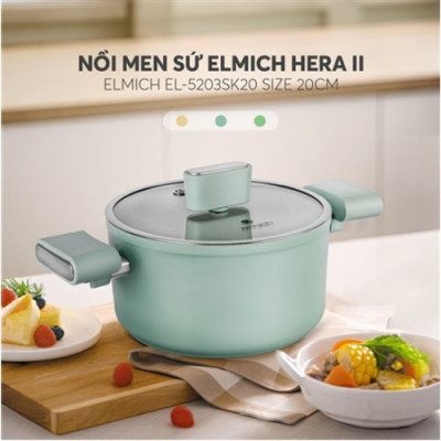 Nồi men sứ Elmich Hera II EL-5203SK - Hàng Chính Hãng