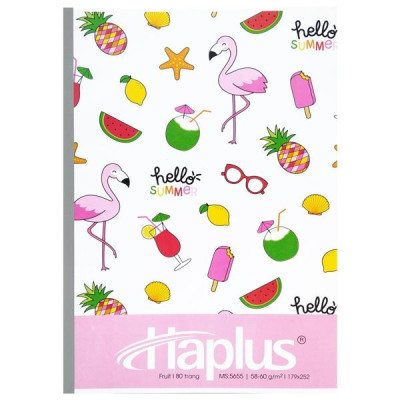 Combo 5 Tập Fruit Kẻ Ngang 80 Trang ĐL 58-60g/m2 - Haplus 5655 (Mẫu Màu Giao Ngẫu Nhiên)