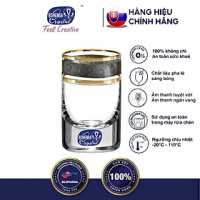 Bộ 6 ly shot, rượu mạnh 050 ml mạ platin vàng 24k Tiệp Khắc