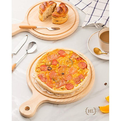 Đế đựng pizza | Đế tay cầm để sườn BBQ | ĐĨA GỖ - TRE DECOR ĐỰNG BÁNH ĐỰNG ĐỒ NƯỚNG TỰ NHIÊN CÓ TAY CẦM CHUYÊN DỤNG