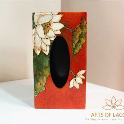 Hộp Đựng Khăn Giấy Sơn Mài Hoa Sen