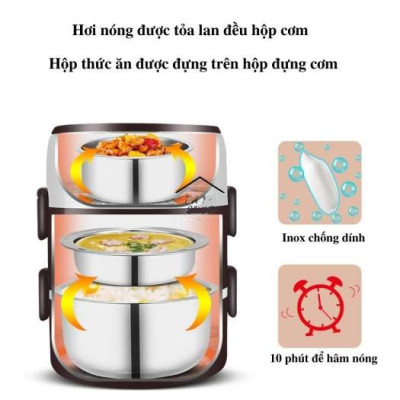 Hộp Cơm Điện Cặp Lồng Điện Hâm Cơm Tự Động 3 Tầng PS-103 - Màu Ngẫu Nhiên - Hàng Chính Hãng