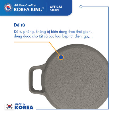 Nồi nấu Levante đáy từ Korea King KP-24LI(Nồi, nắp bằng nhôm đúc, phủ men chống dính Ceramic, Ø24cm)