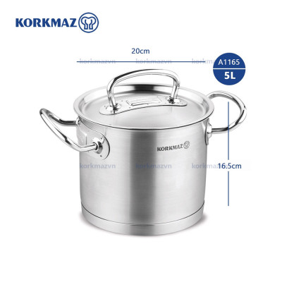 Nồi inox 18/10 thân cao Korkmaz Proline 5 lít - 20x16,5 cm