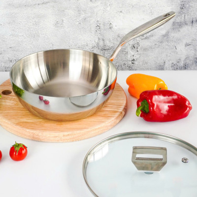 Chảo Sâu Lòng Inox 316 Đúc Liền Khối Hàn Quốc, size 20/24/26cm, Dùng Mọi Loại Bếp, Chống Dính Tự Thân