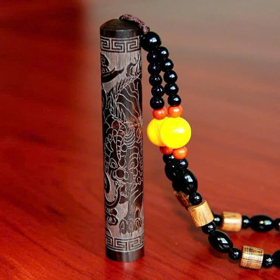 Hộp Quẹt Điện Thổi Chiết Hỏa Từ Kiểu Phim Kiếm Hiệp Độc Đáo Chạm Khắc Tinh Xảo, Bật Lửa Thổi Chiết Hỏa Tử Gỗ Đàn Hương Kèm Cáp Sạc