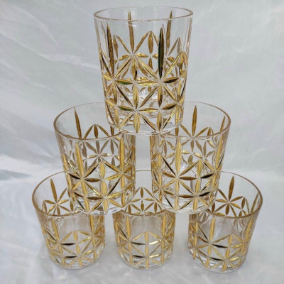 Bộ 6 cố thủy tinh uống nước hoa sao mạ vàng
